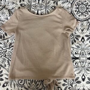 Alya Tan Short Sleeve Top with Tie Back